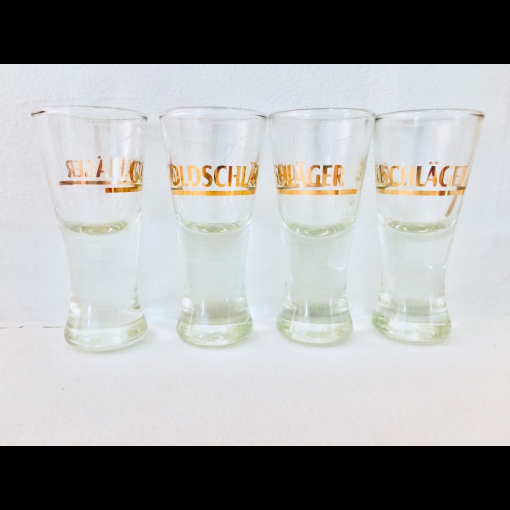 Set of 6 Elegant Goldschläger Pedestal Shot Glass
